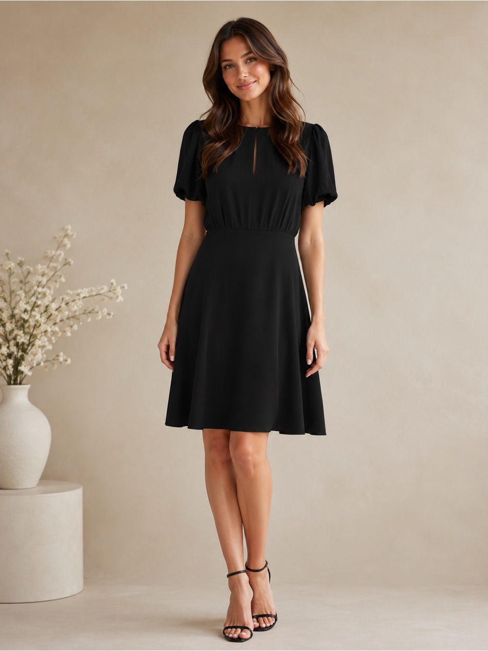 LOFT Black Short Sleeve A-Line Dress Size 4